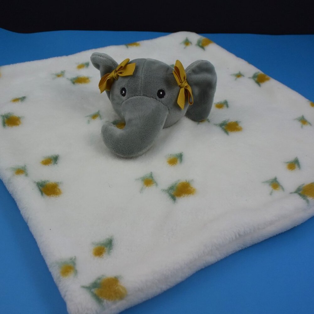 Lila and Jack Baby Lovey 15" Security Blanket Grey Elephant Gold Flowers NWOT